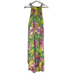 MLLE Gabrielle Flowing Halter Floral Dress Small
